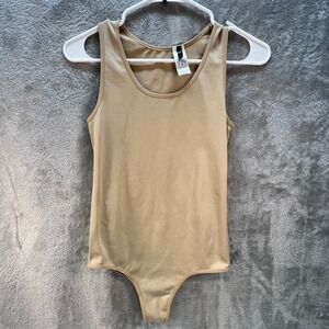 New Mix Tan Sleeveless Scoop Neck Snap Bottom Bodysuit Medium Layering Casual